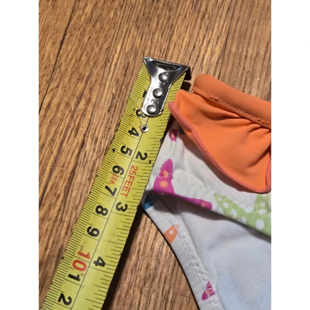 Garnet‎ Hill Kids Girls 10 White Orange Multi Starfish Ruffle Bikini Swim Bottom